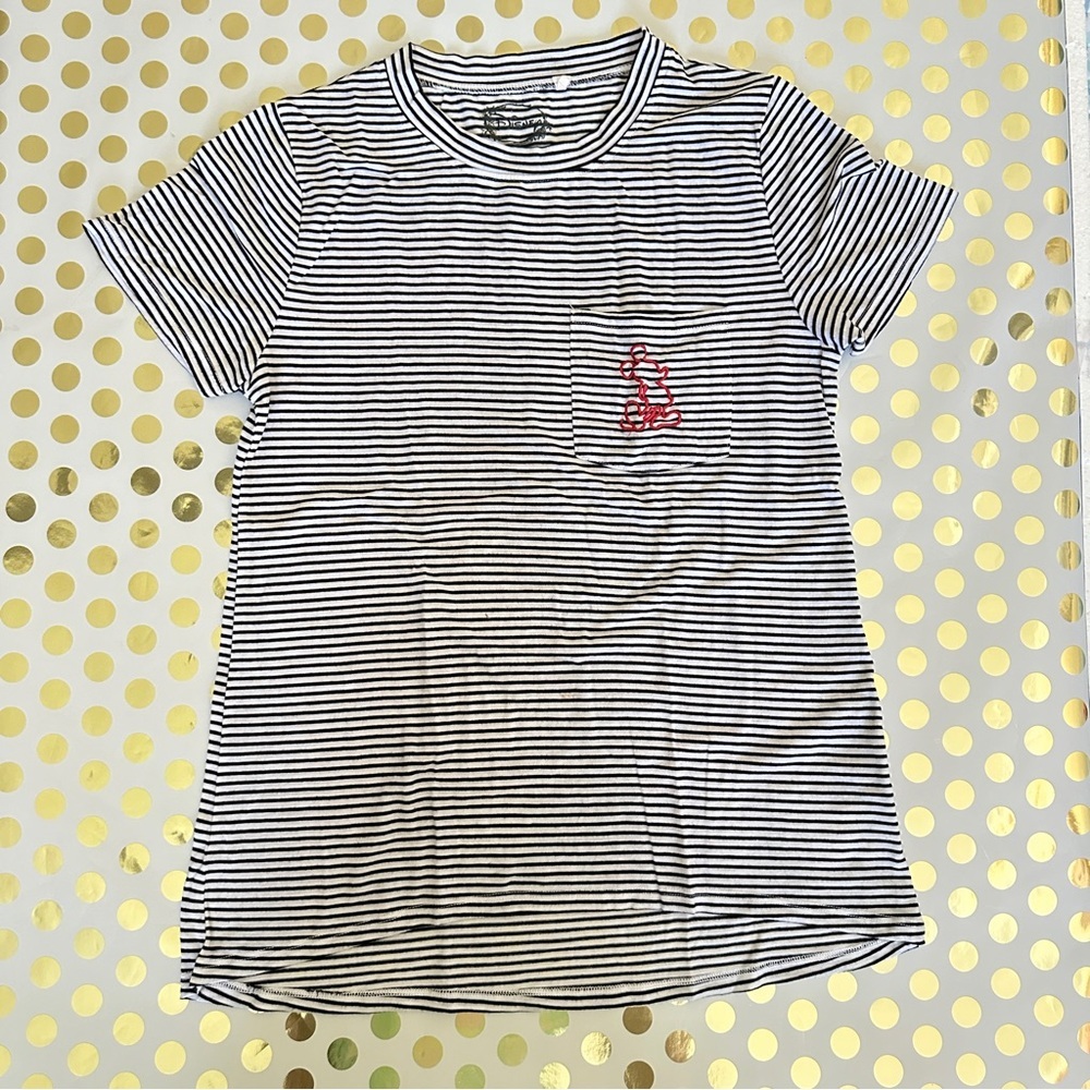 Disney Black and White Striped Short Sleeve Tee